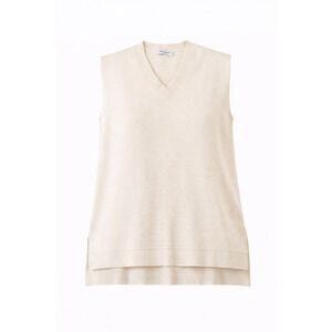 Marley Kate‎ Cream V Neck Sleeveless Knit Vest Sweater Top Size L